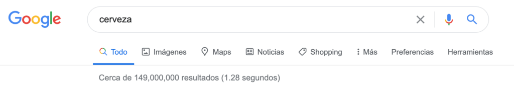 Búsqueda en Google: cerveza